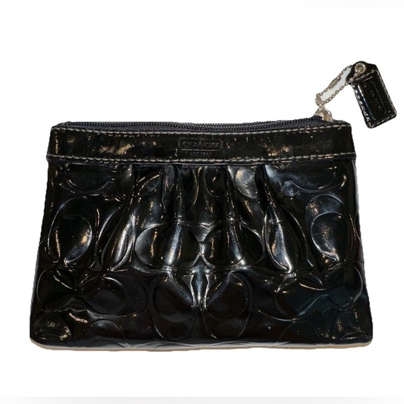 Coach VTG Y2K Monogram Patent Black Leather Wristlet Coin Purse NO WRIST STRAP - Picture 11 of 14